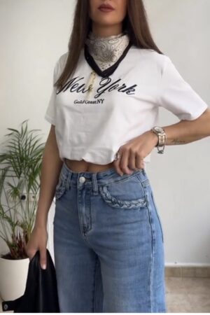 Jeans trenzado bolsillo