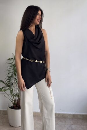 Blusa asimétrica cuello fluido