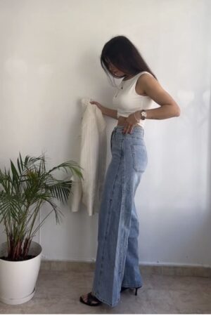 Jeans altos costuras