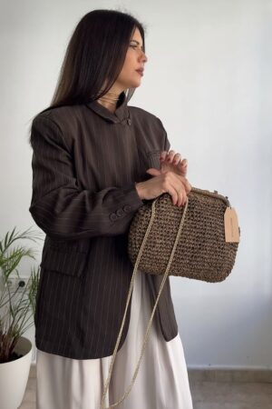 Chaqueta botón líneas marrón