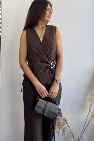 Conjunto marrón hebilla