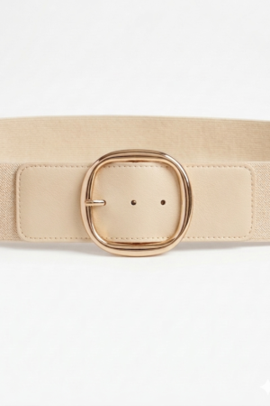 Cinturón elástico ancho beige