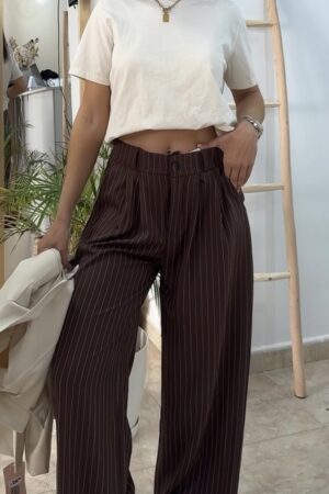 Pantalón rayas marrón
