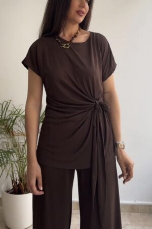 Conjunto nudo licra fría marrón