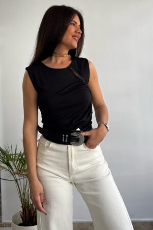 Camiseta licra fría negra encajes
