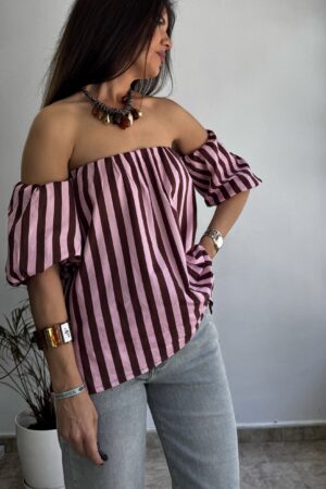 Blusa rayas rosa/burdeos