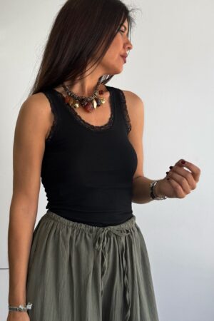 Camiseta canalé negra