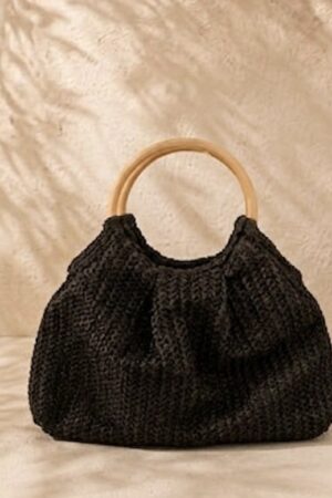 Bolso de mano rafia negro