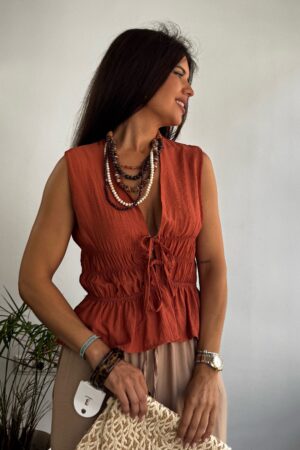 Blusa lazos teja