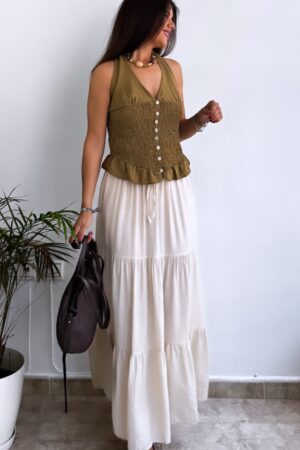 Falda vaporosa beige
