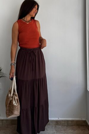 Falda fluida marrón