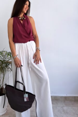 Pantalón ancho abambulado blanco