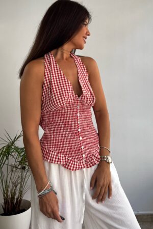 Blusa cuerpo nido cuadros vichy