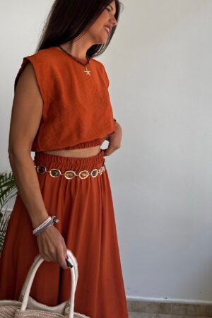 Blusa + falda teja