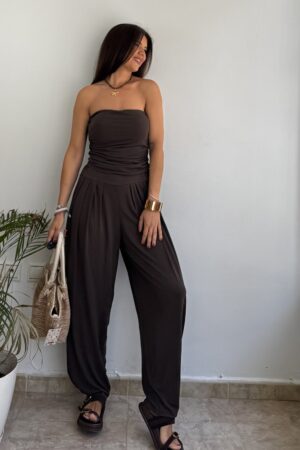 Top y pantalón licra fría marrón