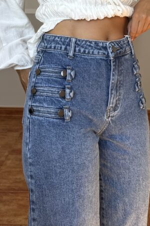 Jeans wide leg diseño napoleonico