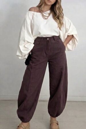 Jeans puños burgundy