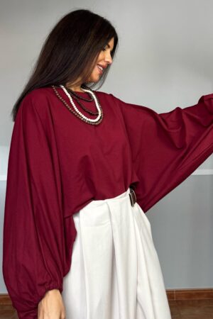 Maxi camiseta algodón Burdeos